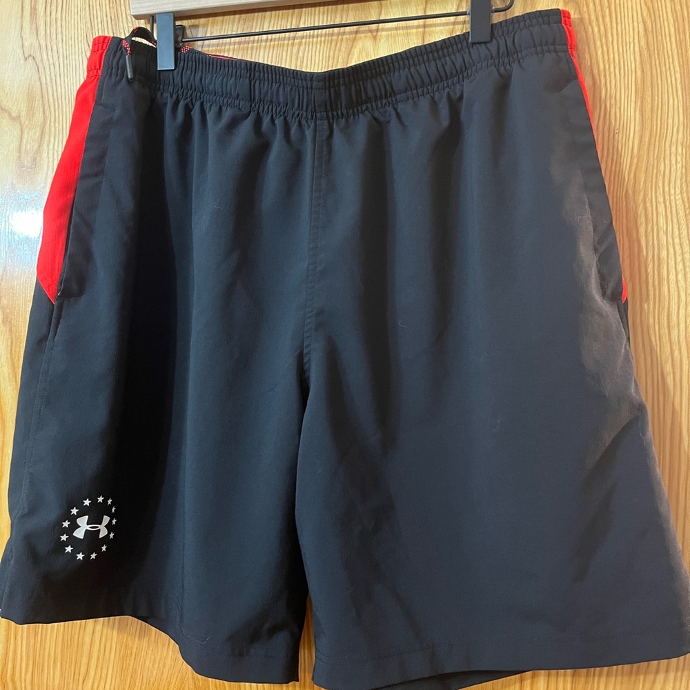 Under Armour Black and Red Athletic Shorts Lightweight Performance
